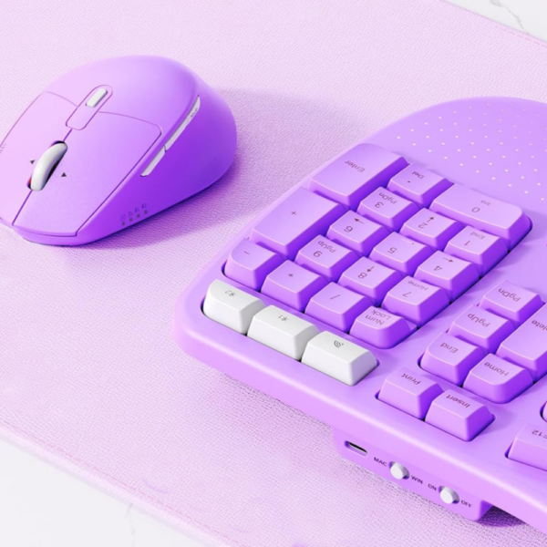Purple Wireless Dual-mode Ergonomic Keyboard