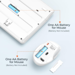 Clound Ants Wireless Keyboard and Mouse White, 2.4G USB Receiver Plug-and-Play, Computer Keyboard with Wrist Support, 3 Level DPI Mouse, Long Time Lasting Battery for PC/Mac/Windows/Laptop, White