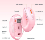 Clound Ants Wireless Keyboard and Mouse, Full-Sized Cordless Keyboard with Wrist Rest, 3 DPI Adjustable Mouse, Keyboard and Mouse Set with 2.4GHz USB Receiver, for PC/Computer/Laptop/Windows/Mac, Pink