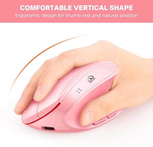 Clound ants Ergonomic Keyboard and Mouse Combo, 2.4G Cordless Split Keyboard with Cushioned Palm Rest, Vertical Wireless Mouse, Natural Typing Full Size Keyboard, for Windows/Mac Pink