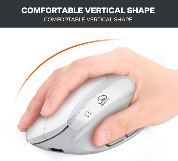 Clound Ants Ergonomic Keyboard and Mouse, Wireless Keyboard with Vertical Mouse, Split Curved Keyboard with Wrist Rest, Natural Typing Rechargeable Full Size, Windows/Mac/Computer/Laptop, Gray