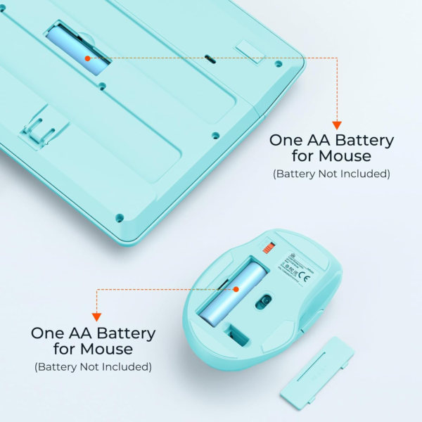 Clound ants Wireless Keyboard and Mouse, Full-Sized Cordless Keyboard with Wrist Rest, 3 DPI Adjustable Mouse, 2.4GHz USB-A Receiver, Computer Keyboard for PC/Computer/Laptop/Windows/Mac, Blue