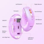 Clound Ants Wireless Keyboard and Mouse, Full-Sized Cordless Keyboard with Wrist Rest and 3 DPI Adjustable Mouse, 2.4G Wireless, Purple, for PC/Computer/Laptop/Windows/Mac