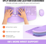 clound ants Ergonomic Wireless Keyboard and Mouse, Curved Keyboard with Vertical Mouse, Split Ergo Keyboard with Wrist Rest, Natural Typing Rechargeable Full...