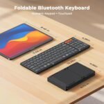 Clound Ants Foldable Bluetooth Keyboard with Touchpad, 3 Devices Portable Wireless Keyboard with Numeric Keypad, Full Size Rechargeable Business Travel for iPad Mobile Phone Laptop PC iOS Android Windows Mac