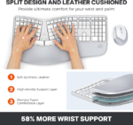 Clound Ants Ergonomic Keyboard and Mouse, Wireless Keyboard with Vertical Mouse, Split Curved Keyboard with Wrist Rest, Natural Typing Rechargeable Full Size, Windows/Mac/Computer/Laptop, Gray