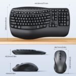Clound Ants Ergonomic Keyboard and Mouse Wireless Combo, Wave Keys Natural Typing, 2.4G USB Receiver Wireless Keyboard with Wrist Rest, 4 Adjustable DPI Optical Mouse, Computer/Laptop/Windows/Mac, Black