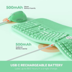 clound ants Ergonomic Keyboard and Mouse, Ergo Wireless Keyboard with Vertical Mouse, Split Curved Keyboard with Wrist Rest, Full Size Natural Typing, Windows/Mac/Computer/Laptop, Green