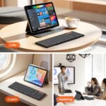 Clound Ants Foldable Bluetooth Keyboard with Touchpad, 3 Devices Portable Wireless Keyboard with Numeric Keypad, Full Size Rechargeable Business Travel for iPad Mobile Phone Laptop PC iOS Android Windows Mac
