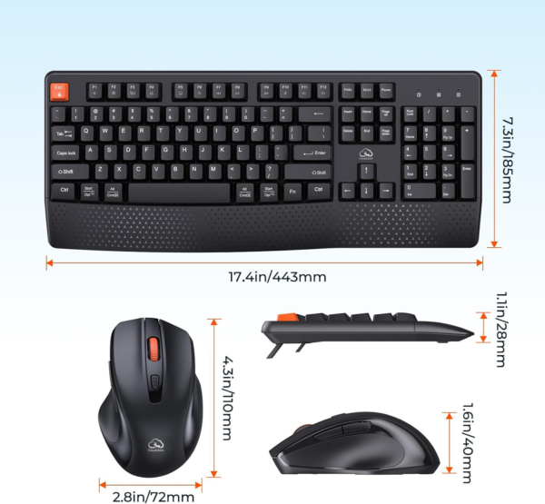 Clound Ants New Wireless Keyboard and Mouse, Computer Keyboard Mouse Combo, 3 DPI Adjustable Mouse Full-Sized Cordless Keyboard, for PC/Computer/Laptop/Windows/Mac, Black New 2025
