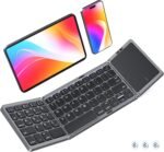 Clound Ants Foldable Bluetooth Keyboard with Touchpad, 3 Devices Portable Wireless Keyboard with Numeric Keypad, Full Size Rechargeable Business Travel for iPad Mobile Phone Laptop PC iOS Android Windows Mac