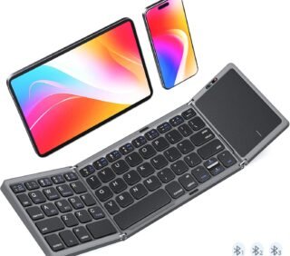 Clound AntsFoldable Keyboard with Touchpad, Bluetooth Wireless Portable Keyboard, Rechargeable Slim Pocket Folding Keyboard, Full Size Keyboard, Travel for iOS Android Windows Mac OS Laptop PC Tablet