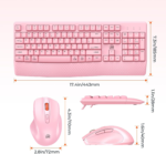 Clound Ants Wireless Keyboard and Mouse, Full-Sized Cordless Keyboard with Wrist Rest, 3 DPI Adjustable Mouse, Keyboard and Mouse Set with 2.4GHz USB Receiver, for PC/Computer/Laptop/Windows/Mac, Pink