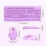 Clound Ants Wireless Keyboard and Mouse, Full-Sized Cordless Keyboard with Wrist Rest and 3 DPI Adjustable Mouse, 2.4G Wireless, Purple, for PC/Computer/Laptop/Windows/Mac