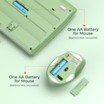 Clound Ants  Wireless Keyboard and Mouse, Full-Sized Cordless Keyboard with Wrist Rest and 3 DPI Adjustable Mouse, 2.4G Wireless, Compatible with PC/Computer/Laptop/Windows/Mac, Green