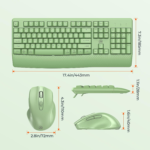Clound Ants  Wireless Keyboard and Mouse, Full-Sized Cordless Keyboard with Wrist Rest and 3 DPI Adjustable Mouse, 2.4G Wireless, Compatible with PC/Computer/Laptop/Windows/Mac, Green