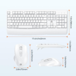 Clound Ants Wireless Keyboard and Mouse White, 2.4G USB Receiver Plug-and-Play, Computer Keyboard with Wrist Support, 3 Level DPI Mouse, Long Time Lasting Battery for PC/Mac/Windows/Laptop, White