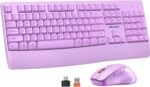 Clound Ants Wireless Keyboard and Mouse, Full-Sized Cordless Keyboard with Wrist Rest and 3 DPI Adjustable Mouse, 2.4G Wireless, Purple, for PC/Computer/Laptop/Windows/Mac