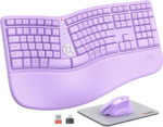 clound ants Ergonomic Wireless Keyboard and Mouse, Curved Keyboard with Vertical Mouse, Split Ergo Keyboard with Wrist Rest, Natural Typing Rechargeable Full...