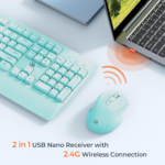 Clound ants Wireless Keyboard and Mouse, Full-Sized Cordless Keyboard with Wrist Rest, 3 DPI Adjustable Mouse, 2.4GHz USB-A Receiver, Computer Keyboard for PC/Computer/Laptop/Windows/Mac, Blue