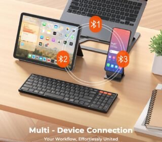 Clound Ants Foldable Bluetooth Keyboard with Touchpad, 3 Devices Portable Wireless Keyboard with Numeric Keypad, Full Size Rechargeable Business Travel for iPad Mobile Phone Laptop PC iOS Android Windows Mac