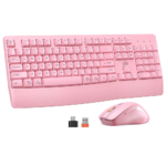 Clound Ants Wireless Keyboard and Mouse, Full-Sized Cordless Keyboard with Wrist Rest, 3 DPI Adjustable Mouse, Keyboard and Mouse Set with 2.4GHz USB Receiver, for PC/Computer/Laptop/Windows/Mac, Pink