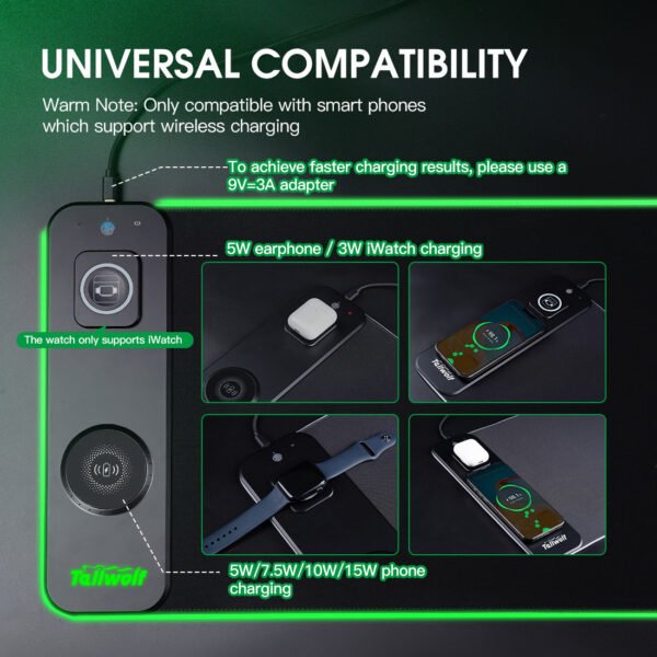 Desk Pad Wireless Charging Lighted Mouse Pad