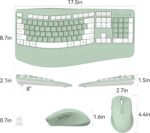 Wireless Keyboard and Mouse Combo, 2.4G Full Size Wave Keys Ergonomic Keyboard with Wrist Rest Natural Typing, 3 DPI Adjustable Ergonomic Mouse for Computer/Laptop/Windows/Mac (Avocado Green-A)