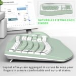 Wireless Keyboard and Mouse Combo, 2.4G Full Size Wave Keys Ergonomic Keyboard with Wrist Rest Natural Typing, 3 DPI Adjustable Ergonomic Mouse for Computer/Laptop/Windows/Mac (Avocado Green-A)