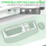 Wireless Keyboard and Mouse Combo, 2.4G Full Size Wave Keys Ergonomic Keyboard with Wrist Rest Natural Typing, 3 DPI Adjustable Ergonomic Mouse for Computer/Laptop/Windows/Mac (Avocado Green-A)