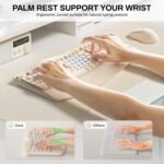 Ergonomic Wireless Keyboard and Mouse Combo, Wave Keys Keyboard with Wrist Rest, Natural Typing, 3 DPI Adjustable Ergonomic Silent Mouse for Computer/Laptop/Windows/Mac (Latte-B)