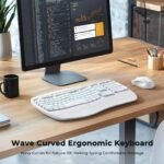 cloud ants  New Ergonomic Keyboard and Mouse Wireless Combo, Wave Keys Natural Typing, 2.4G Wireless Keyboard with Wrist Rest, 4 Adjustable DPI Optical Mouse, Computer/Laptop/Windows/Mac, White