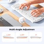 cloud ants  New Ergonomic Keyboard and Mouse Wireless Combo, Wave Keys Natural Typing, 2.4G Wireless Keyboard with Wrist Rest, 4 Adjustable DPI Optical Mouse, Computer/Laptop/Windows/Mac, White