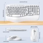 cloud ants  New Ergonomic Keyboard and Mouse Wireless Combo, Wave Keys Natural Typing, 2.4G Wireless Keyboard with Wrist Rest, 4 Adjustable DPI Optical Mouse, Computer/Laptop/Windows/Mac, White