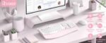 Ergonomic Wireless Keyboard and Mouse Combo, Wave Keys Keyboard with Wrist Rest, Natural Typing, 3 DPI Adjustable Ergonomic Silent Mouse for Computer/Laptop/Windows/Mac (Pink)