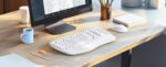 cloud ants  New Ergonomic Keyboard and Mouse Wireless Combo, Wave Keys Natural Typing, 2.4G Wireless Keyboard with Wrist Rest, 4 Adjustable DPI Optical Mouse, Computer/Laptop/Windows/Mac, White