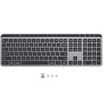 cloud ants New Wireless Bluetooth Keyboard & Mouse, Dual Bluetooth & USB Full Size Rechargeable Keyboard with 4 DPI Ergonomic Mice for Laptop/PC/Computer/iPad, Mac/Windows, C9990 Black Grey