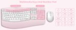 Ergonomic Wireless Keyboard and Mouse Combo, Wave Keys Keyboard with Wrist Rest, Natural Typing, 3 DPI Adjustable Ergonomic Silent Mouse for Computer/Laptop/Windows/Mac (Pink)