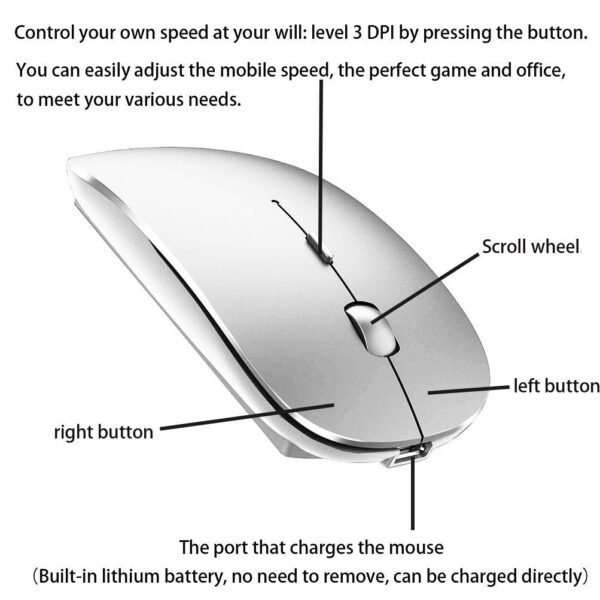 HQR-W57 ERGO MOUSE  WL-BT SILVERY