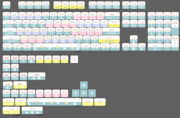 Cute Cat PBT Dye sublimation Keycaps